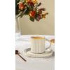 imagefamiware Jupiter Espresso Cups and Saucers Set of 4 3 oz Ceramic Small Coffee Mug with Handle Spiral Stoneware Demitasse Cup for Tea Latte Cafe  Microwave ampamp Dishwasher Safe Light BlueCappuccino White