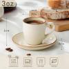 imagefamiware Jupiter Espresso Cups and Saucers Set of 4 3 oz Ceramic Small Coffee Mug with Handle Spiral Stoneware Demitasse Cup for Tea Latte Cafe  Microwave ampamp Dishwasher Safe Light BlueVanilla White