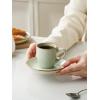 imagefamiware Jupiter Espresso Cups and Saucers Set of 4 3 oz Ceramic Small Coffee Mug with Handle Spiral Stoneware Demitasse Cup for Tea Latte Cafe  Microwave ampamp Dishwasher Safe Light BlueLight Green