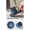 imagefamiware Jupiter Espresso Cups and Saucers Set of 4 3 oz Ceramic Small Coffee Mug with Handle Spiral Stoneware Demitasse Cup for Tea Latte Cafe  Microwave ampamp Dishwasher Safe Light BlueNebulas Blue