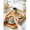 imagefamiware Jupiter Espresso Cups and Saucers Set of 4 3 oz Ceramic Small Coffee Mug with Handle Spiral Stoneware Demitasse Cup for Tea Latte Cafe  Microwave ampamp Dishwasher Safe Light BlueLight Green