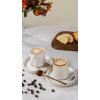imagefamiware Jupiter Espresso Cups and Saucers Set of 4 3 oz Ceramic Small Coffee Mug with Handle Spiral Stoneware Demitasse Cup for Tea Latte Cafe  Microwave ampamp Dishwasher Safe Light BlueCappuccino White
