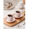 imagefamiware Jupiter Espresso Cups and Saucers Set of 4 3 oz Ceramic Small Coffee Mug with Handle Spiral Stoneware Demitasse Cup for Tea Latte Cafe  Microwave ampamp Dishwasher Safe Light BlueLight Pink