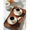 imagefamiware Jupiter Espresso Cups and Saucers Set of 4 3 oz Ceramic Small Coffee Mug with Handle Spiral Stoneware Demitasse Cup for Tea Latte Cafe  Microwave ampamp Dishwasher Safe Light BlueVanilla White