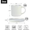 imagefamiware Jupiter Espresso Cups and Saucers Set of 4 3 oz Ceramic Small Coffee Mug with Handle Spiral Stoneware Demitasse Cup for Tea Latte Cafe  Microwave ampamp Dishwasher Safe Light BlueMatte White