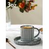 imagefamiware Jupiter Espresso Cups and Saucers Set of 4 3 oz Ceramic Small Coffee Mug with Handle Spiral Stoneware Demitasse Cup for Tea Latte Cafe  Microwave ampamp Dishwasher Safe Light BlueSmoky Blue