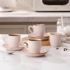 imagefamiware Jupiter Espresso Cups and Saucers Set of 4 3 oz Ceramic Small Coffee Mug with Handle Spiral Stoneware Demitasse Cup for Tea Latte Cafe  Microwave ampamp Dishwasher Safe Light BlueLight Pink