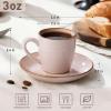 imagefamiware Jupiter Espresso Cups and Saucers Set of 4 3 oz Ceramic Small Coffee Mug with Handle Spiral Stoneware Demitasse Cup for Tea Latte Cafe  Microwave ampamp Dishwasher Safe Light BlueLight Pink
