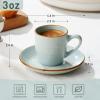 imagefamiware Jupiter Espresso Cups and Saucers Set of 4 3 oz Ceramic Small Coffee Mug with Handle Spiral Stoneware Demitasse Cup for Tea Latte Cafe  Microwave ampamp Dishwasher Safe Light BlueLight Blue