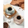 imagefamiware Jupiter Espresso Cups and Saucers Set of 4 3 oz Ceramic Small Coffee Mug with Handle Spiral Stoneware Demitasse Cup for Tea Latte Cafe  Microwave ampamp Dishwasher Safe Light BlueMulticolor