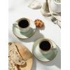 imagefamiware Jupiter Espresso Cups and Saucers Set of 4 3 oz Ceramic Small Coffee Mug with Handle Spiral Stoneware Demitasse Cup for Tea Latte Cafe  Microwave ampamp Dishwasher Safe Light BlueLight Green