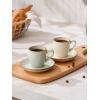imagefamiware Jupiter Espresso Cups and Saucers Set of 4 3 oz Ceramic Small Coffee Mug with Handle Spiral Stoneware Demitasse Cup for Tea Latte Cafe  Microwave ampamp Dishwasher Safe Light BlueMulticolor
