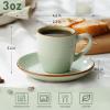 imagefamiware Jupiter Espresso Cups and Saucers Set of 4 3 oz Ceramic Small Coffee Mug with Handle Spiral Stoneware Demitasse Cup for Tea Latte Cafe  Microwave ampamp Dishwasher Safe Light BlueLight Green