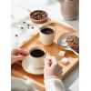 imagefamiware Jupiter Espresso Cups and Saucers Set of 4 3 oz Ceramic Small Coffee Mug with Handle Spiral Stoneware Demitasse Cup for Tea Latte Cafe  Microwave ampamp Dishwasher Safe Light BlueVanilla White