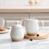 imagefamiware Milkyway Ceramic Sugar and Creamer Set 10oz Sugar Bowl ampamp 13oz Creamer Set  Stoneware Milk Pitcher ampamp Sugar Dispenser for Coffee Bar Kitchen or Countertop Coffee Serving Set Light GrayWhite