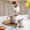 imagefamiware Milkyway Ceramic Sugar and Creamer Set 10oz Sugar Bowl ampamp 13oz Creamer Set  Stoneware Milk Pitcher ampamp Sugar Dispenser for Coffee Bar Kitchen or Countertop Coffee Serving Set Light GrayWhite