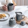 imagefamiware Milkyway Ceramic Sugar and Creamer Set 10oz Sugar Bowl ampamp 13oz Creamer Set  Stoneware Milk Pitcher ampamp Sugar Dispenser for Coffee Bar Kitchen or Countertop Coffee Serving Set Light GrayDark Gray