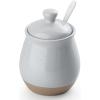 imagefamiware Milkyway Ceramic Sugar and Creamer Set 10oz Sugar Bowl ampamp 13oz Creamer Set  Stoneware Milk Pitcher ampamp Sugar Dispenser for Coffee Bar Kitchen or Countertop Coffee Serving Set Light GrayLight Gray