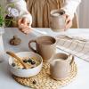 imagefamiware Milkyway Ceramic Sugar and Creamer Set 10oz Sugar Bowl ampamp 13oz Creamer Set  Stoneware Milk Pitcher ampamp Sugar Dispenser for Coffee Bar Kitchen or Countertop Coffee Serving Set Light GrayCinnamon Brown