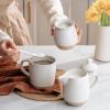 imagefamiware Milkyway Ceramic Sugar and Creamer Set 10oz Sugar Bowl ampamp 13oz Creamer Set  Stoneware Milk Pitcher ampamp Sugar Dispenser for Coffee Bar Kitchen or Countertop Coffee Serving Set Light GrayWhite
