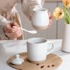 imagefamiware Milkyway Ceramic Sugar and Creamer Set 10oz Sugar Bowl ampamp 13oz Creamer Set  Stoneware Milk Pitcher ampamp Sugar Dispenser for Coffee Bar Kitchen or Countertop Coffee Serving Set Light GrayWhite