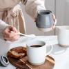 imagefamiware Milkyway Ceramic Sugar and Creamer Set 10oz Sugar Bowl ampamp 13oz Creamer Set  Stoneware Milk Pitcher ampamp Sugar Dispenser for Coffee Bar Kitchen or Countertop Coffee Serving Set Light GrayDark Gray