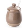 imagefamiware Milkyway Ceramic Sugar and Creamer Set 10oz Sugar Bowl ampamp 13oz Creamer Set  Stoneware Milk Pitcher ampamp Sugar Dispenser for Coffee Bar Kitchen or Countertop Coffee Serving Set Light GrayCinnamon Brown