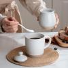 imagefamiware Milkyway Ceramic Sugar and Creamer Set 10oz Sugar Bowl ampamp 13oz Creamer Set  Stoneware Milk Pitcher ampamp Sugar Dispenser for Coffee Bar Kitchen or Countertop Coffee Serving Set Light GrayLight Gray