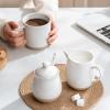 imagefamiware Milkyway Ceramic Sugar and Creamer Set 10oz Sugar Bowl ampamp 13oz Creamer Set  Stoneware Milk Pitcher ampamp Sugar Dispenser for Coffee Bar Kitchen or Countertop Coffee Serving Set Light GrayWhite