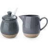 imagefamiware Milkyway Ceramic Sugar and Creamer Set 10oz Sugar Bowl ampamp 13oz Creamer Set  Stoneware Milk Pitcher ampamp Sugar Dispenser for Coffee Bar Kitchen or Countertop Coffee Serving Set Light GrayDark Gray