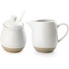 imagefamiware Milkyway Ceramic Sugar and Creamer Set 10oz Sugar Bowl ampamp 13oz Creamer Set  Stoneware Milk Pitcher ampamp Sugar Dispenser for Coffee Bar Kitchen or Countertop Coffee Serving Set Light GrayWhite