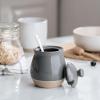 imagefamiware Milkyway Ceramic Sugar and Creamer Set 10oz Sugar Bowl ampamp 13oz Creamer Set  Stoneware Milk Pitcher ampamp Sugar Dispenser for Coffee Bar Kitchen or Countertop Coffee Serving Set Light GrayDark Gray