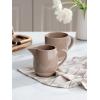 imagefamiware Milkyway Ceramic Sugar and Creamer Set 10oz Sugar Bowl ampamp 13oz Creamer Set  Stoneware Milk Pitcher ampamp Sugar Dispenser for Coffee Bar Kitchen or Countertop Coffee Serving Set Light GrayCinnamon Brown