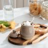 imagefamiware Milkyway Ceramic Sugar and Creamer Set 10oz Sugar Bowl ampamp 13oz Creamer Set  Stoneware Milk Pitcher ampamp Sugar Dispenser for Coffee Bar Kitchen or Countertop Coffee Serving Set Light GrayCinnamon Brown