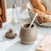 imagefamiware Milkyway Ceramic Sugar and Creamer Set 10oz Sugar Bowl ampamp 13oz Creamer Set  Stoneware Milk Pitcher ampamp Sugar Dispenser for Coffee Bar Kitchen or Countertop Coffee Serving Set Light GrayCinnamon Brown