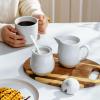 imagefamiware Milkyway Ceramic Sugar and Creamer Set 10oz Sugar Bowl ampamp 13oz Creamer Set  Stoneware Milk Pitcher ampamp Sugar Dispenser for Coffee Bar Kitchen or Countertop Coffee Serving Set Light GrayLight Gray