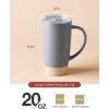 imagefamiware Milkyway Coffee Mugs 20oz Large Coffee Mug Ceramic Mug Set of 2 with Lid Cup Set with Handle for Latte Tea Cocoa Milk Home ampamp Office White and Cinnamon BrownDark Gray