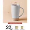 imagefamiware Milkyway Coffee Mugs 20oz Large Coffee Mug Ceramic Mug Set of 2 with Lid Cup Set with Handle for Latte Tea Cocoa Milk Home ampamp Office White and Cinnamon BrownLight Gray