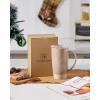 imagefamiware Milkyway Coffee Mugs 20oz Large Coffee Mug Ceramic Mug Set of 2 with Lid Cup Set with Handle for Latte Tea Cocoa Milk Home ampamp Office White and Cinnamon BrownCinnamon Brown and Light Gray