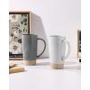 imagefamiware Milkyway Coffee Mugs 20oz Large Coffee Mug Ceramic Mug Set of 2 with Lid Cup Set with Handle for Latte Tea Cocoa Milk Home ampamp Office White and Cinnamon BrownLight Gray and Dark Gray