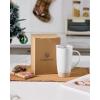 imagefamiware Milkyway Coffee Mugs 20oz Large Coffee Mug Ceramic Mug Set of 2 with Lid Cup Set with Handle for Latte Tea Cocoa Milk Home ampamp Office White and Cinnamon BrownWhite