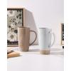 imagefamiware Milkyway Coffee Mugs 20oz Large Coffee Mug Ceramic Mug Set of 2 with Lid Cup Set with Handle for Latte Tea Cocoa Milk Home ampamp Office White and Cinnamon BrownCinnamon Brown and Light Gray