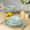 imagefamiware Milkyway Dinner Plates 1024 inch Plates for 6 Stoneware Dessert Plates Dish Set for Kitchen Reactive Glaze Plate Set Microwave and Dishwasher Safe Light PinkLight Blue