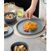 imagefamiware Milkyway Dinner Plates 1024 inch Plates for 6 Stoneware Dessert Plates Dish Set for Kitchen Reactive Glaze Plate Set Microwave and Dishwasher Safe Light PinkMatte Charcoal