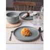 imagefamiware Milkyway Dinner Plates 1024 inch Plates for 6 Stoneware Dessert Plates Dish Set for Kitchen Reactive Glaze Plate Set Microwave and Dishwasher Safe Light PinkDark Gray