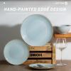 imagefamiware Milkyway Dinner Plates 1024 inch Plates for 6 Stoneware Dessert Plates Dish Set for Kitchen Reactive Glaze Plate Set Microwave and Dishwasher Safe Light PinkLight Blue