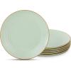 imagefamiware Milkyway Dinner Plates 1024 inch Plates for 6 Stoneware Dessert Plates Dish Set for Kitchen Reactive Glaze Plate Set Microwave and Dishwasher Safe Light PinkLight Green
