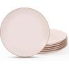 imagefamiware Milkyway Dinner Plates 1024 inch Plates for 6 Stoneware Dessert Plates Dish Set for Kitchen Reactive Glaze Plate Set Microwave and Dishwasher Safe Light PinkLight Pink