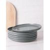 imagefamiware Milkyway Dinner Plates 1024 inch Plates for 6 Stoneware Dessert Plates Dish Set for Kitchen Reactive Glaze Plate Set Microwave and Dishwasher Safe Light PinkDark Gray