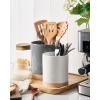 imagefamiware Milkyway Kitchen Utensil Holder for Countertop 72quot58quot Ceramic Cooking Utensil Crocks for Counter Utensil Organizer for Spatula ampamp Spoon Kitchen Decor Set of 2 WhiteDark Gray and White